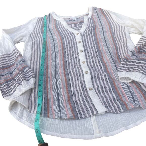 Liverpool Button Front Shirred Blouse In Vintage White - Picture 7 of 16